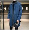 Men's Mid-Length Denim Trench Coat with Lamb Wool Lining - Winter Plus Size Loose Fit