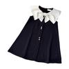 New Korean Style Girls' Black Sleeveless Shawl Collar Dress