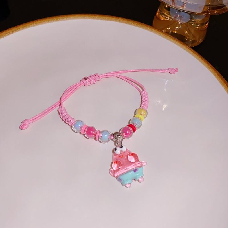 Adjustable Acrylic Cartoon Character Pendant Bracelet Braided Rope Bracelet Jewelry Friendship Bracelets for Girls Women