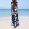 Women's Summer Casual Fashion Floral Print Dress V-Neck Short Sleeve Dresses