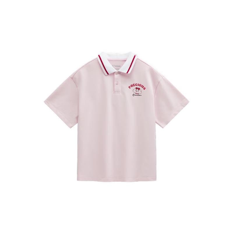 QIAODAN Girls' Polo Collar Short Sleeve T-Shirt