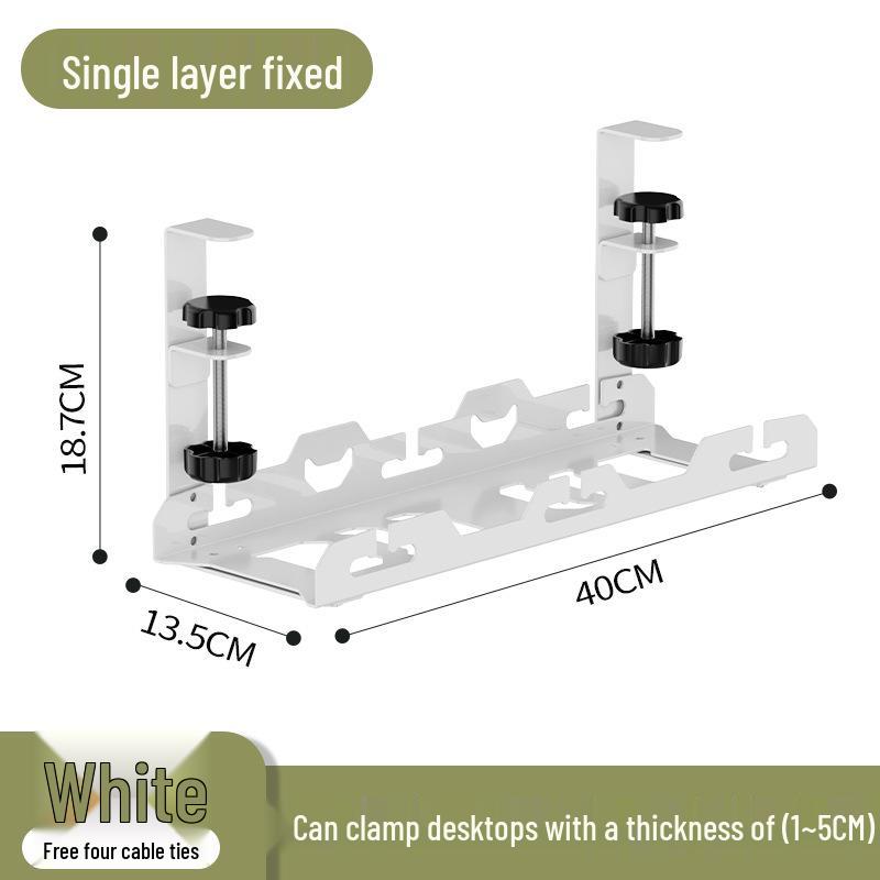 Retractable No-Drill Cable Organizer & Under-Desk Wire Management Rack