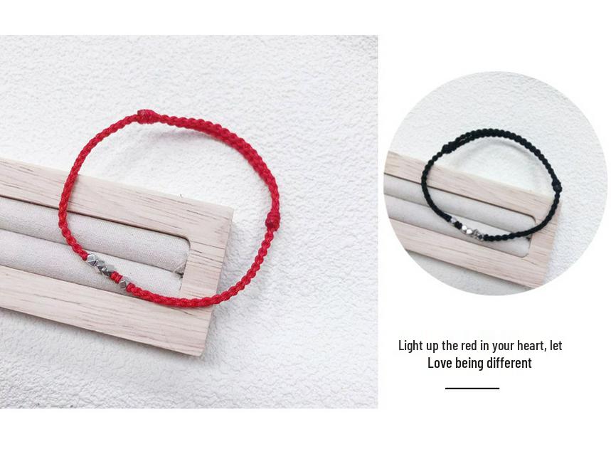 Lucky Red and Black Rope Bracelets for Men and Women - Simple Couple Design