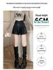 Women's High-Waist Leather A-Line Shorts, Autumn/Winter 2024 Collection: Slimming Bootcut Style for Outerwear