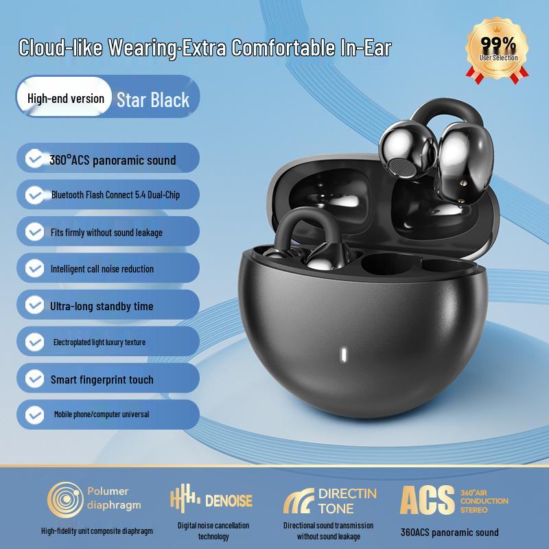 Q87 Clip-on Bone Conduction Bluetooth Headphones - Sport Comfort, Long Battery Life, Universal Fit.