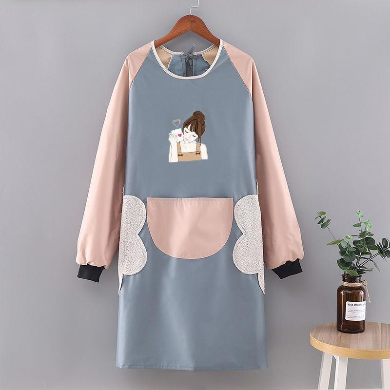 Waterproof and Oil-Proof Long Sleeve Kitchen Apron for Adults