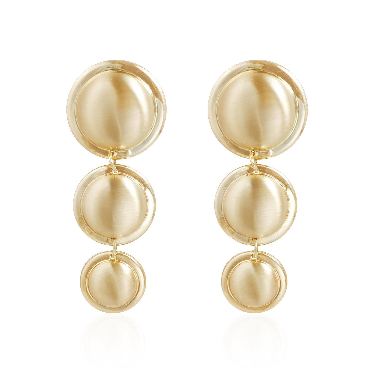 European and American jewelry geometric round metal brushed stud earrings temperament advanced daily versatile earrings Earrings
