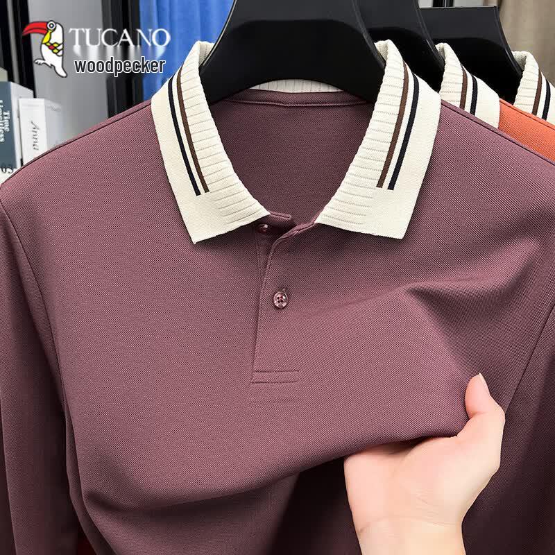 Tucano Men's Long-Sleeve Business Casual Polo Shirt