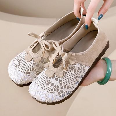 Shoes Women's Spring and Autumn Lazy Shoes Women's Hollow New Round Head Breathable One Pedal Women's Shoes Fashion Single Shoes Light Mouth Shoes