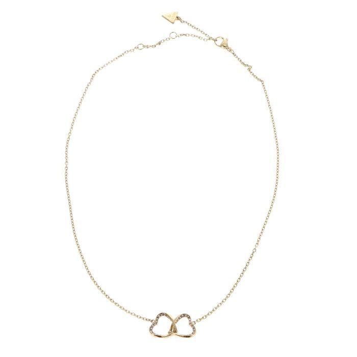 GUESS Collier Doré Pour Femme - Mon Amour Two Hearts Necklace Yellow Gold 287130