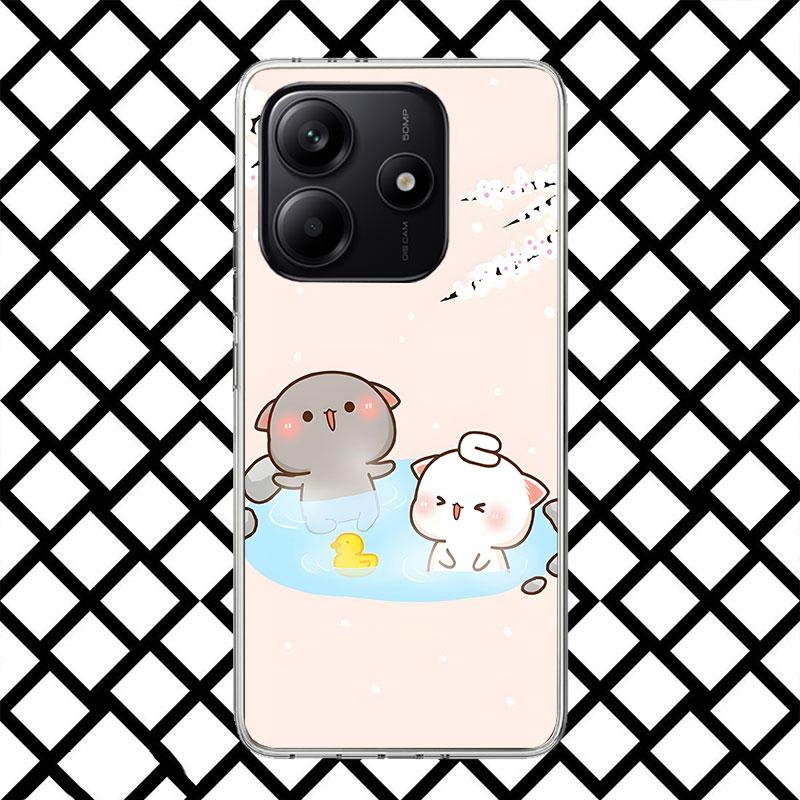 Cute Peach Goma Cat Phone Case for Xiaomi Redmi Note 15 14 14S 13 12 12S 11 Pro Plus 11E 11T 11S 10S 5G Soft Cover Fundas Redmi