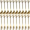 20 Pcs Gold Leaf Coffee Spoons and Forks Set, 4.7" Elegant Stainless Steel Mini Dessert Spoons and Forks for Stirring Mixing Tea, Espresso, Ice