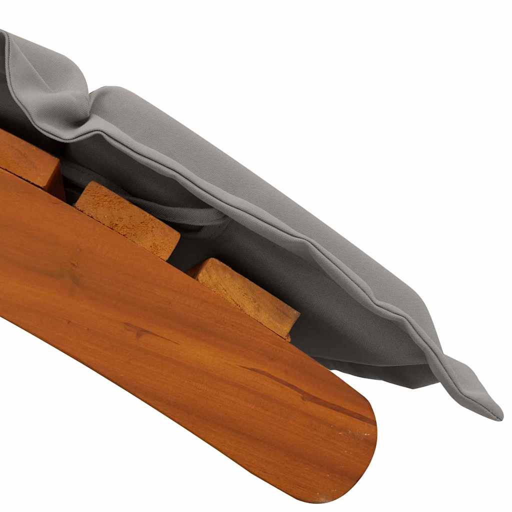 Sun Lounger with Cushions 2 Pcs Grey Solid Acacia Wood