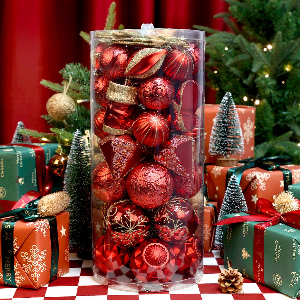 StarryLights Christmas tree bauble set, red and gold, 42x19x19 cm