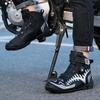 Unisex Leather Motorcycle Boots Large Size Rotation Button Anti -slip Anti -collision Competition Riding Shoes