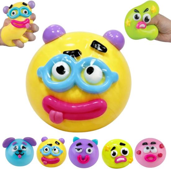 Cartoon Face Stress Ball Anxiety Relieving Moldable Dog Face Squeeze Toy Slow Rising Soft Stretchy Hand Relaxing Sensory Fidget Toy