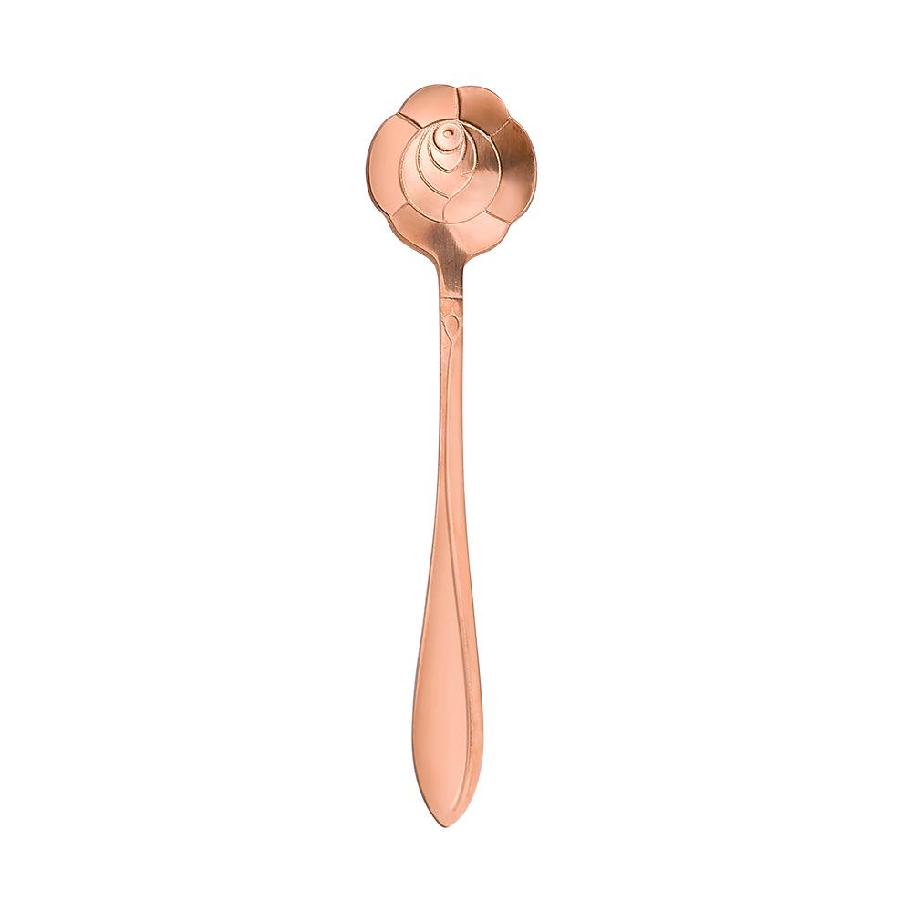 Gold Plated Christmas Flower Mixing Spoon - Japanese Stainless Steel Coffee Stirrer with Custom Logo Option.
