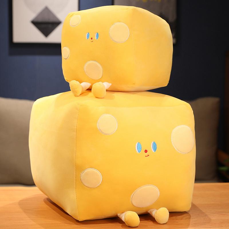 Funny Cheese Plushie Toys Simulation Pillow Stuffed Soft Creative Animal Butter Cushion Birthday Gifts