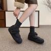Fashion Winter Trend Women's Warm Plush Lined Round Flat Shoes 2025 Explosions Ankle Strap Casual Solid Color Non-slip Low-top Shoes.