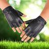 Half Finger Leather Gloves Men and Women Showing Finger Tactics Outdoor Sports Riding Motorcycle Fitness Three Line Half Finger PU Gloves