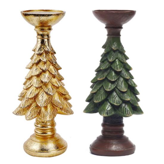 Svícnky na vánoční stromek Vintage pryskyřičná figurka vánočního stromku Stojan na sloupové svíčky pro domácí krbovou římsu Dekorace krbu