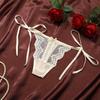 Adjustable Waist Strap Bow Lace Flower Transparent Briefs Low Waist Romantic T Panties  Gift