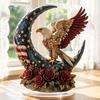 Acryl-Tischschild zum Unabhängigkeitstag, Patriotische 2D Mond-Adler-Rosen-Dekoration, Tischmittelstück-Ornament für die Feierparty, Vierter Juli