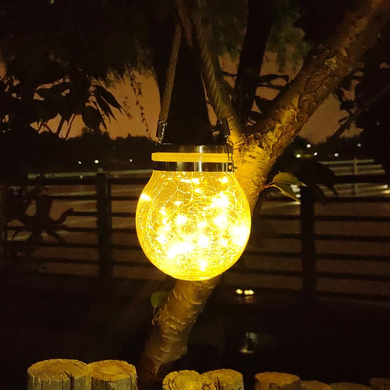 

Solar Crackle Glass Hanging Lights Waterproof Colorful LED Fairy Lights Outdoor Garden Villa Yard Atmosphere Decor Landscape Night Lighting теплим білим кольором