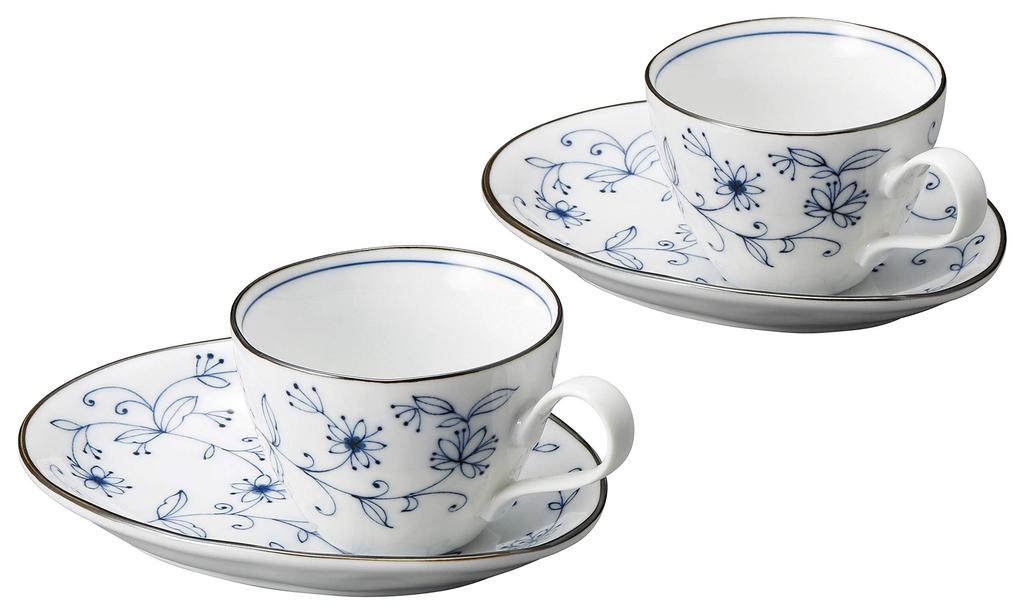 Nihon Tosai Cup and Saucer, Blue, 200ml, B40187180, Set of 4