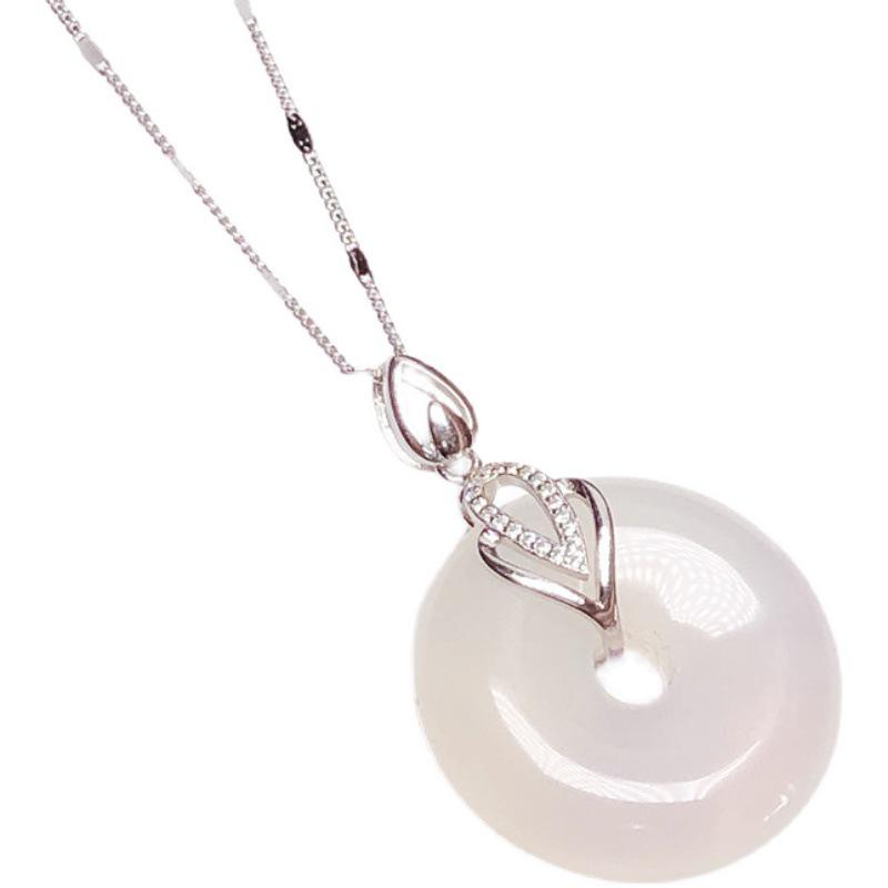 925 Sterling Silver Jadeite Crystal Pendant Buckle with Free Shipping