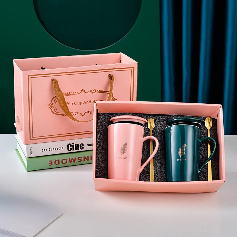 Cup Set for Chinese Valentine's Day Ceramic Mug Gold Jewelry Event Opening Gift Cup Exquisite