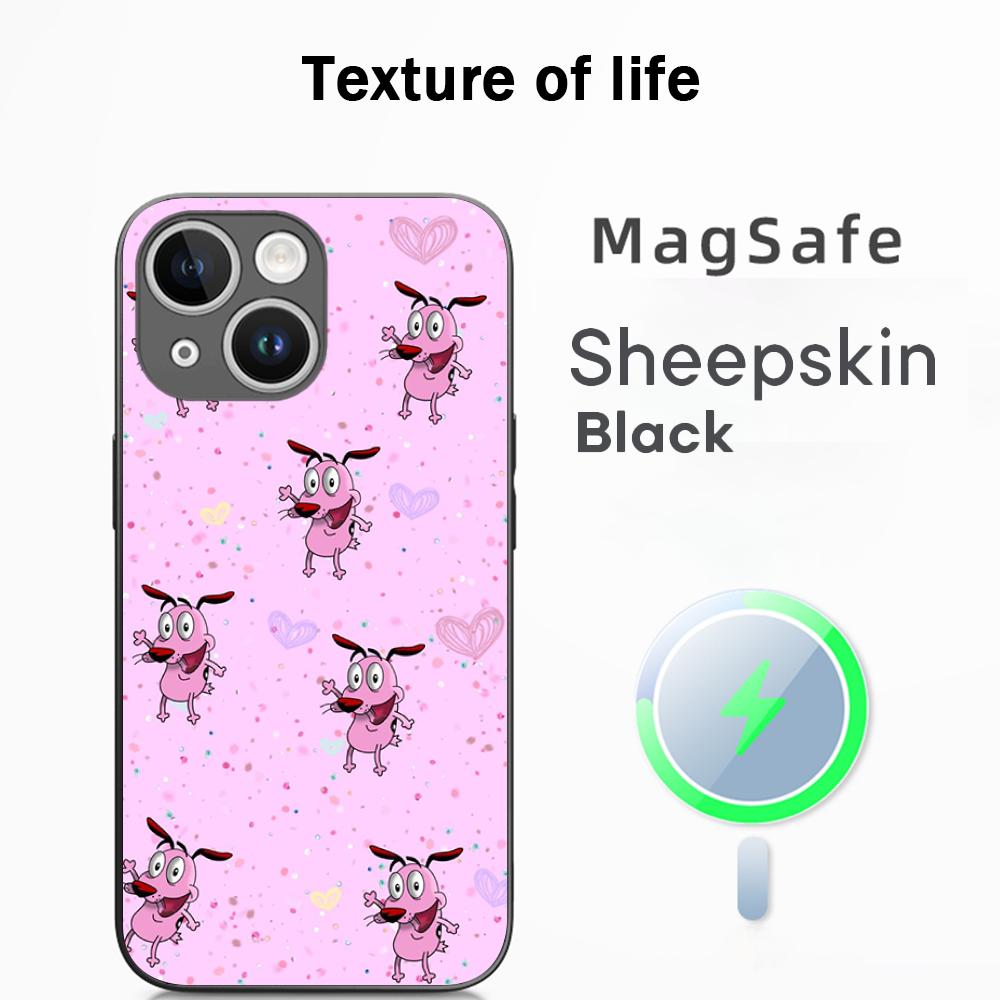 

Cowardly dog cute classic cartoon poster Phone Case For iPhone 17 16 15 14 13 12 Plus Pro Max High-end Luxury Magsafe Sheepskin iPhone 12 Pro
