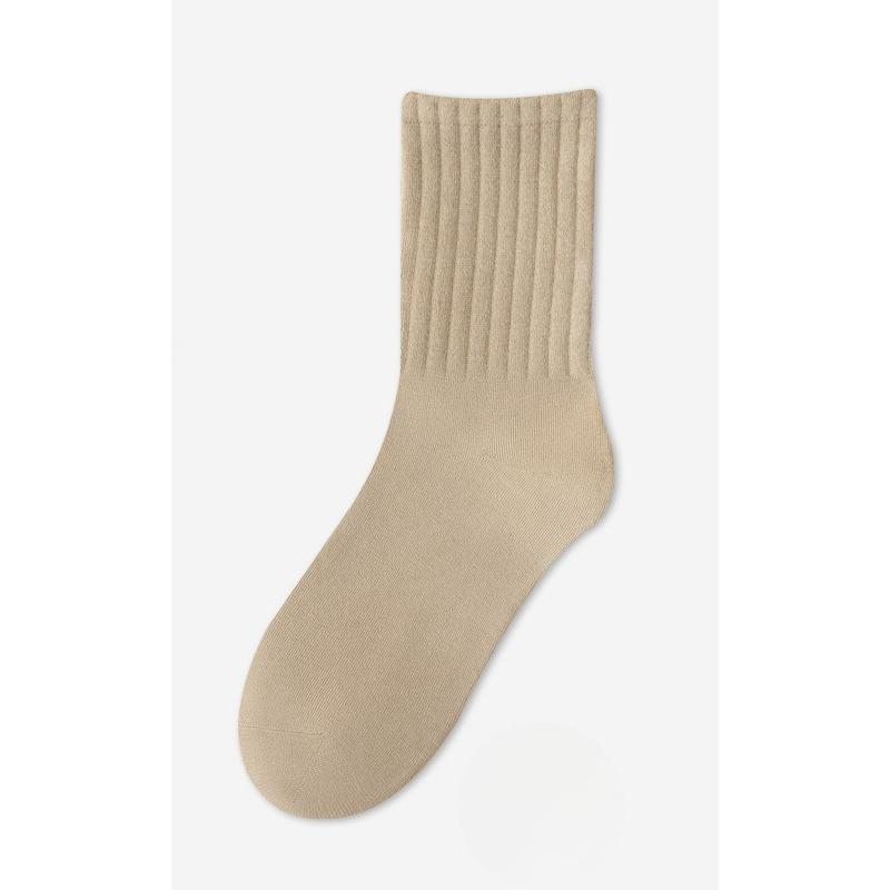 Women's Winter Cotton Socks for Warmth, Wide-mouthed Milk Tea Solid Color Women's Socks, Combed Cotton High-top Cotton Socks