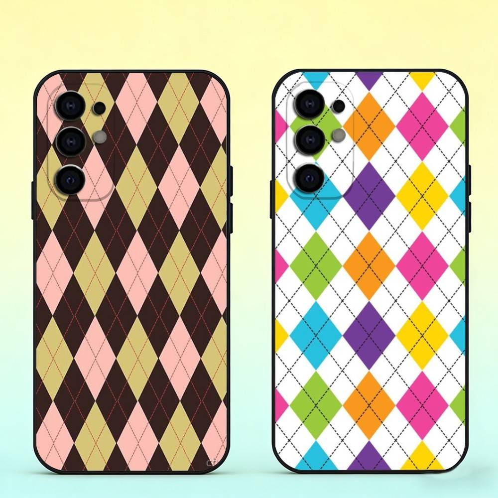 Plaid Background Phone Case For Samsung S25,S24,S21,S22,S23,S30,Ultra,S20,Plus,Fe,Soft Silicone Black Cover