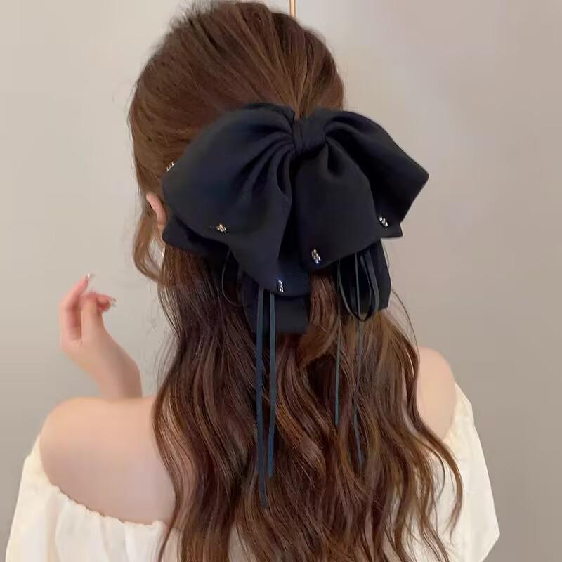 Koreanische florale Schleifen-Klauen-Haarspange für Frauen - Süßer Stil, Halboffene Hochsteckfrisur, Ponytail-Accessoire