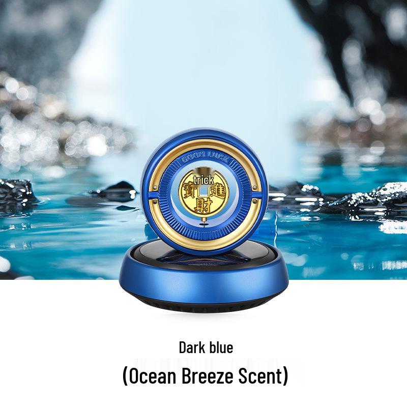 Solar Gold Coin Rotating Car Air Freshener: Long-Lasting Light Fragrance & Odor Removal Ornament