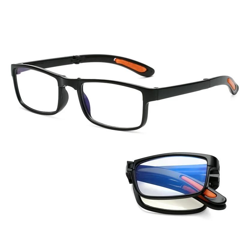 

Портативные складные очки для чтения с коробкой, анти-синие, черные, прямоугольные очки, классические очки TR90 для пресбиопии для женщин и мужчин 150