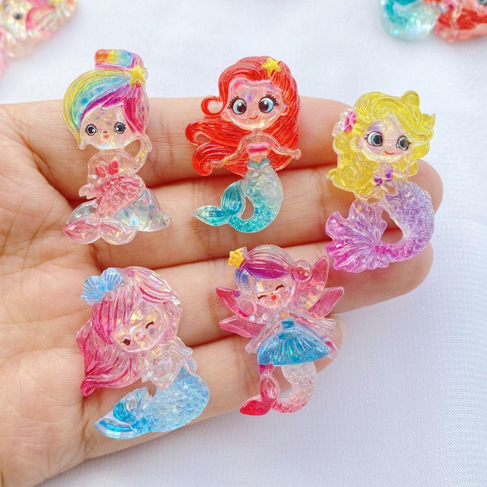 

10PCS Colorful Cartoon Mermaid Resin Decoration Crafts Flatback Scrapbooking Fit Phone Decor Embellishments DIY Accessories