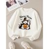 European Sizes Girls' Long-Sleeve Crewneck Sweatshirt "Hocus Pocus Bear" Printed Top, Casual for Celebrations & Everyday Wear