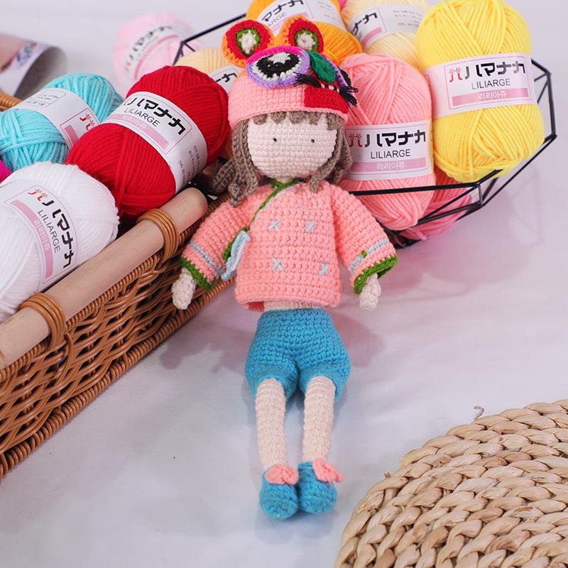 Korean Baby Milk Cotton Yarn: 4-Strand Crochet & Hand Knitting Yarn for Dolls, Infants, and Children.