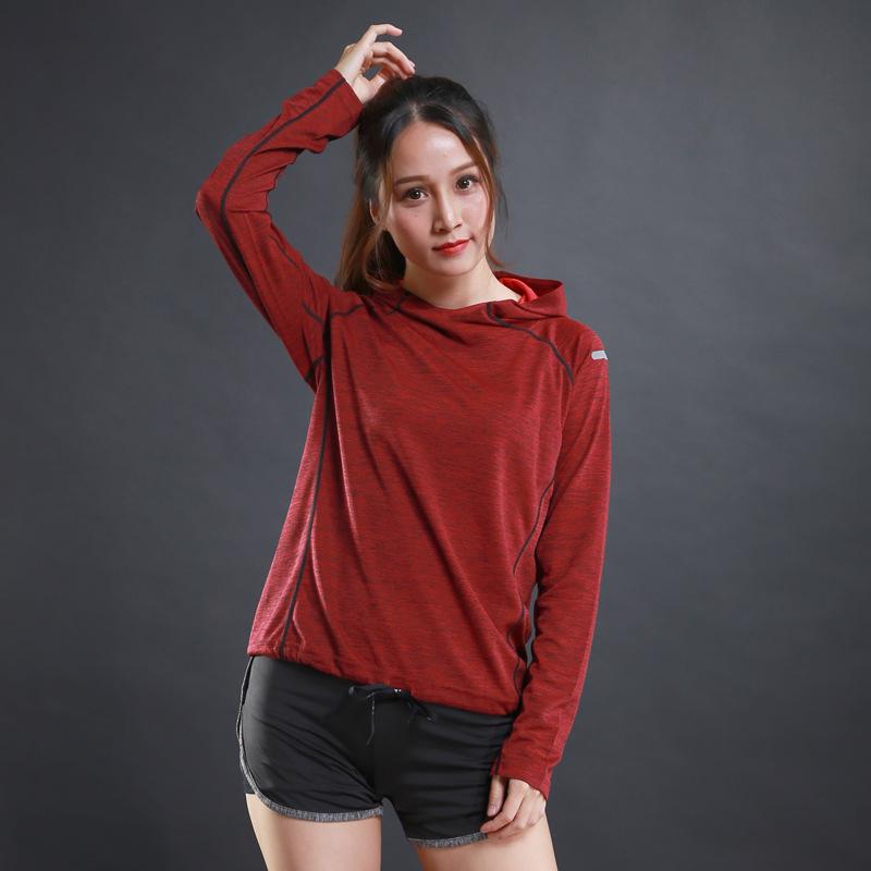 Giacca da donna, felpa con cappuccio, maglietta a maniche lunghe, abbigliamento da corsa e allenamento, maglietta sportiva traspirante ad asciugatura rapida per donna