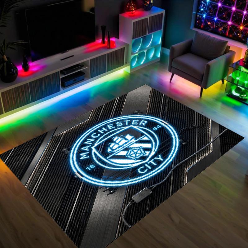 Manchester City Design Crystal Velvet Carpet Cozy Non?Slip Printed Rug For Bedroom Living Room Entrance