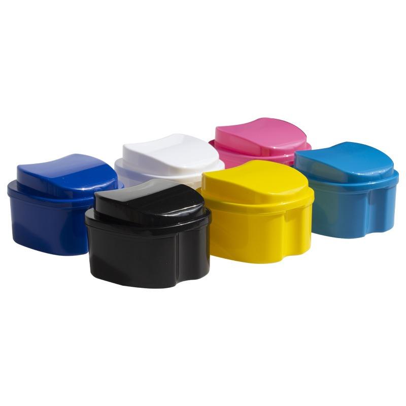 Apple Shape Denture Bath Box Case Dental False Teeth Storage Box with Hanging Net Container