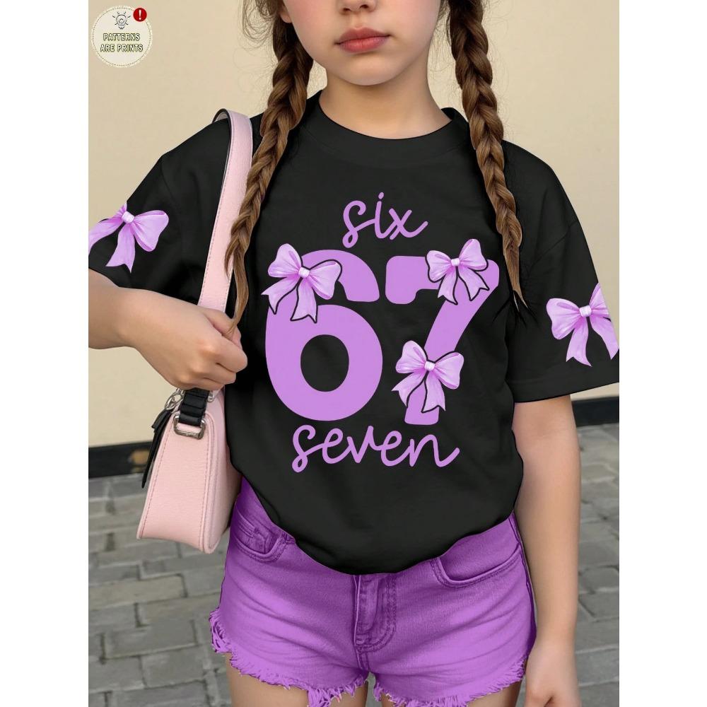 Kids' 3D Print T-Shirt for Spring Summer | 2026 New Kpop Fan Merch New K-style Girl Group Six Seven Design, Comfy Daily Top