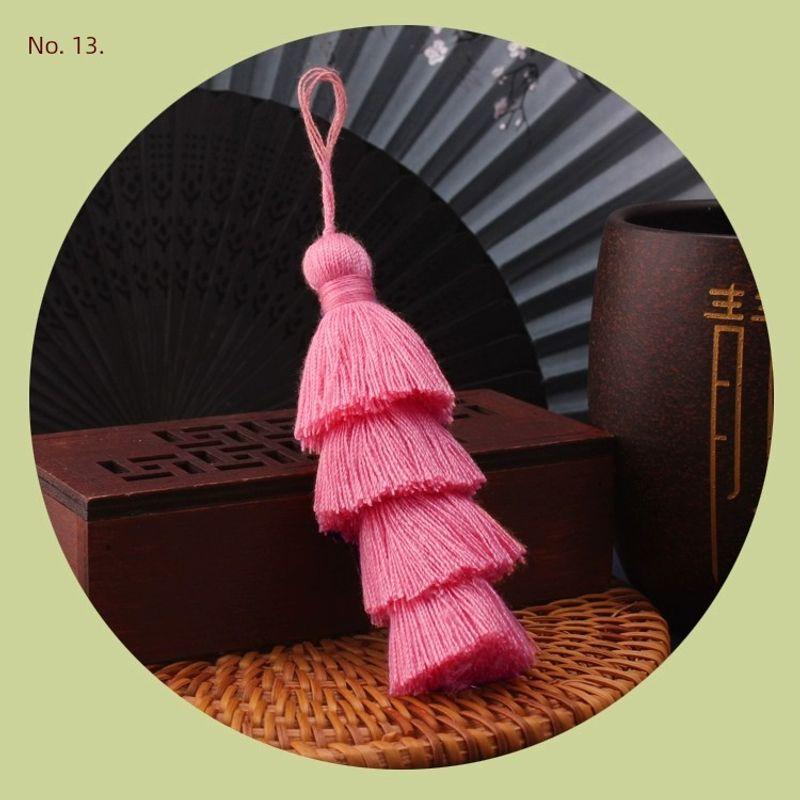 

Fashion Wind Tassel Pendant Pure Color Four-Layer Cotton Tassel 4-Layer Tassel Earring Pendant Bohemia Wind Tassel Szie 13