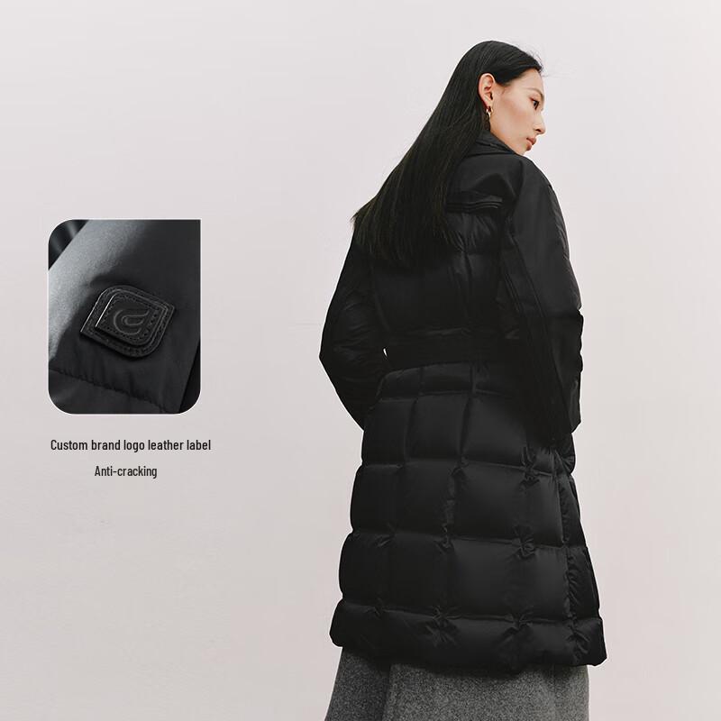Eraly Elegant Double Collar Belted Women's Down Jacket