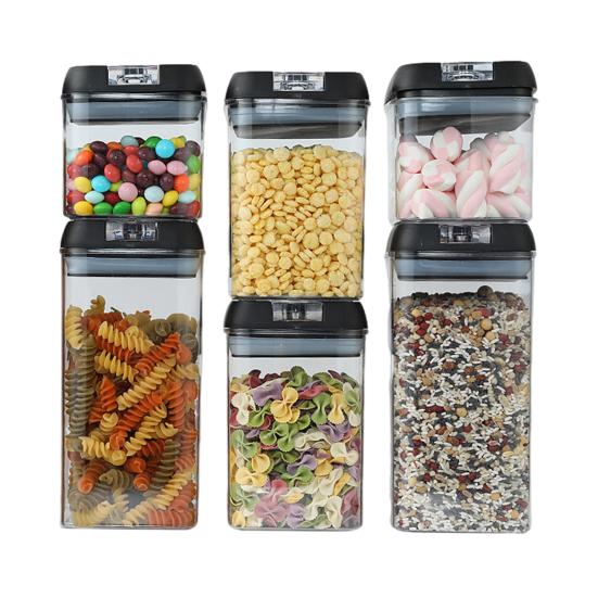 6Pcs Sealed Tank Food Storage Containers Set BPA Free Transparent Dustproof Large Capacity Stackable Airtight Cereal Containers