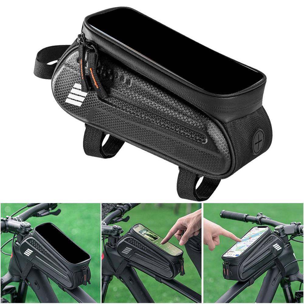 Bicycle Top Tube Bag Hard Shell Front Beam Bike Phone Touch Screen Saddle Bag