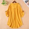 Short Sleeve Shirt Summer Women's Front Short Back Long Shirt Large Chiffon Shirt Half Open Collar Shirt