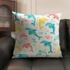 Whale Print Cushion Cover Breathable Linen Organic Fabric DoubleSided Printing Sofa Pillow Case Home Decor